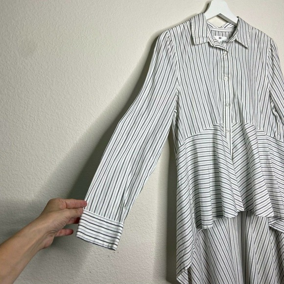 bp. Dramatic High Low Hem Striped Button Up Top - Picture 5 of 9